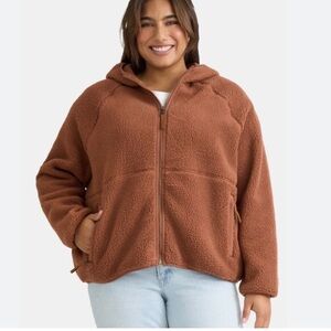 🧸 Time & Tru Brown cocoa polar fleece zip hooded jacket